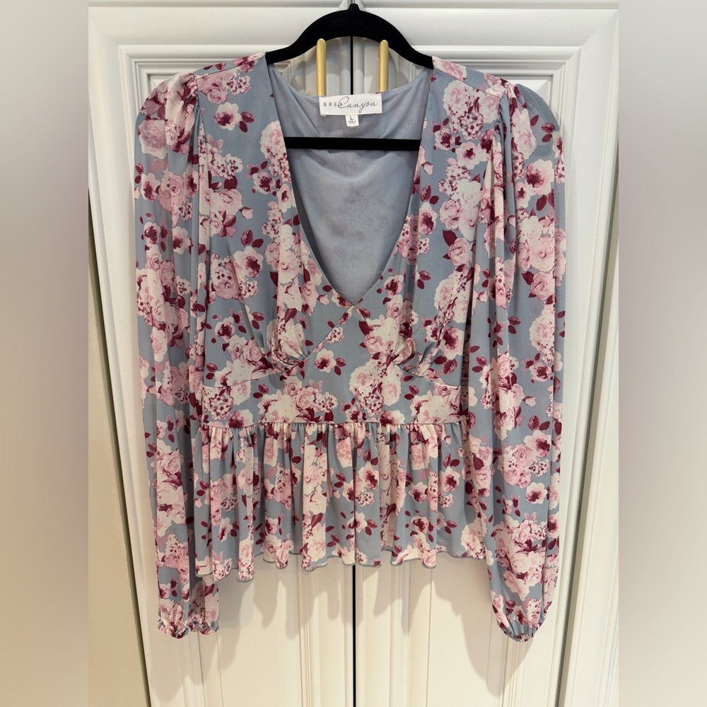 Floral Blouse in Pink and Blue